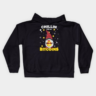 Funny Chillin With My Bitcoin Nordic Gnome Christmas Gift Kids Hoodie